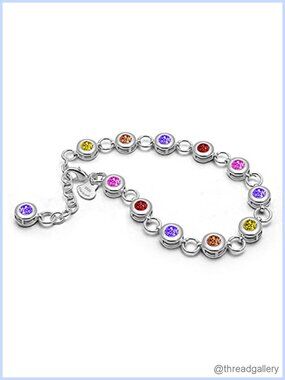 925 Sterling Silver Tennis Bracelet Cubic Zirconia Adjustable Charm